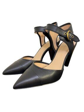 Coach Heel Sandals Black Leather Size 10